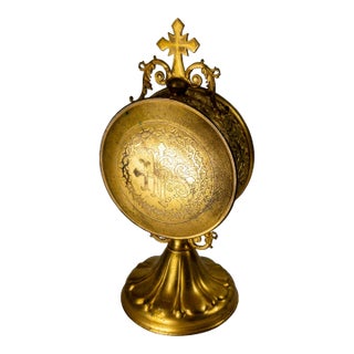 19th or 20th Century Religious Catholic Gilt Brass Monstrance Reliquary For Sale