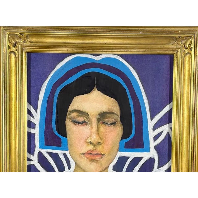 Purple 2005 Signed Steve LeBailly Original Mixed-Media Portrait – "Ethereal Figure" For Sale - Image 8 of 11