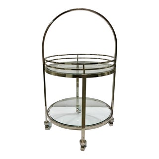 Modern Regina Andrew Chrome and Glass Rolling Bar Cart For Sale