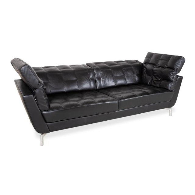 Three-Seater Sofa in Black Leather from de Sede For Sale - Image 5 of 18