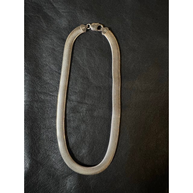 Silver Vintage Italian Snake Chain Staring Silver Necklace For Sale - Image 8 of 9