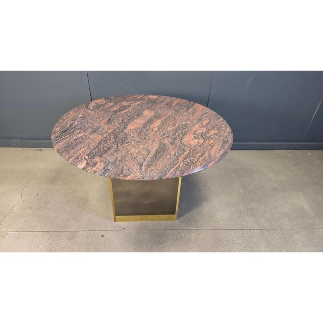 Vintage Round Granite and Brass Center Table attributed to Belogchrom, 1970s For Sale - Image 12 of 18