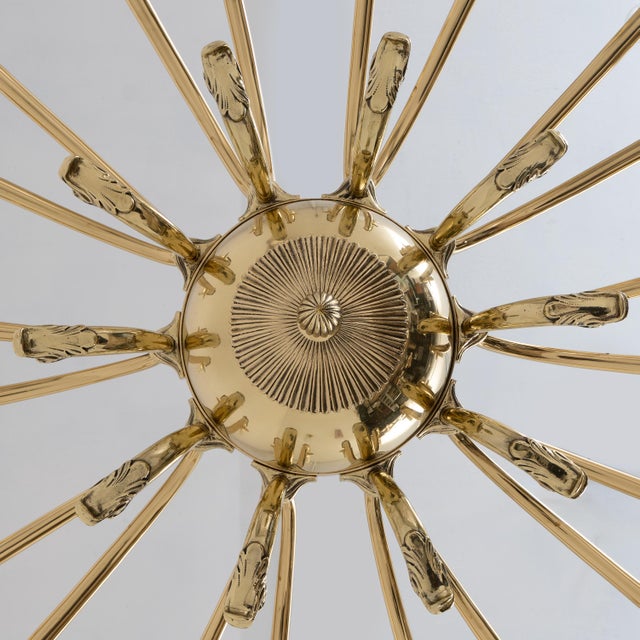 Gold Italian Neoclassical Style 20-Light Brass Chandelier, 1950s For Sale - Image 8 of 10