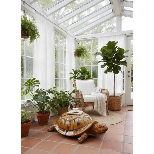 Monumental 4-Foot Italian Style Glazed Ceramic Tortoise Sculpture For Sale In West Palm - Image 6 of 7