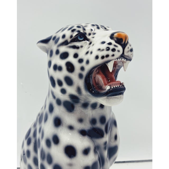 Early 21st Century White Leopard Statue from Ceramiche Boxer For Sale - Image 5 of 7