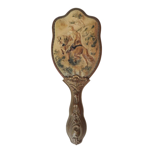 Antique Brass & Gutta Percha Brush With Arabian Horse For Sale