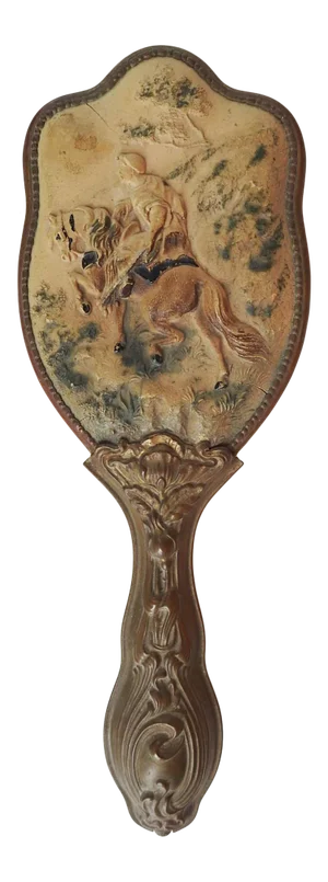 Antique Brass & Gutta Percha Brush With Arabian Horse