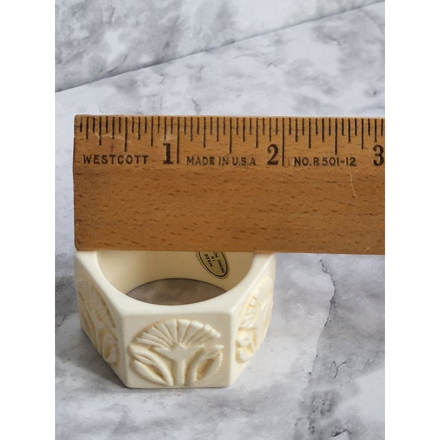 Plastic Vintage Celluloid Faceted Floral Napkin Rings - Pair For Sale - Image 7 of 7