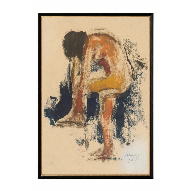 This vintage abstract nude figure art print by Zolo Palugyay brings expressive modernism and sophisticated color to a...