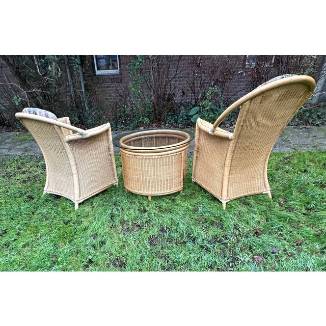 Wicker Garden Set with Glass Tabletop, Set of 3 For Sale - Image 14 of 15