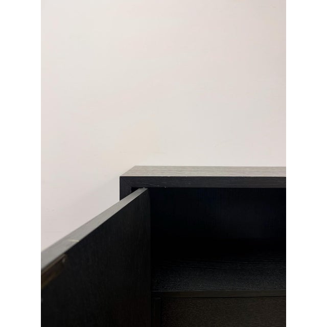 Bobby Berk Modern Black Tallboy Cabinet, Beige Oval Cane Inlay MCM Style For Sale - Image 10 of 12