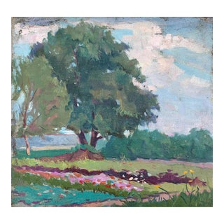 Original Summer Landscape Oil Painting, Ukrainian Impressionism, 1970s 36-38 For Sale