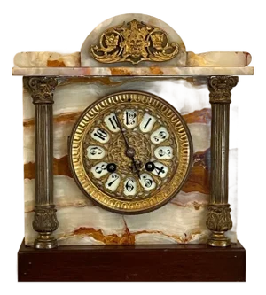 Antique French Onyx Mantel Clock, A.B. Griswold & Co. New Orleans Retailer