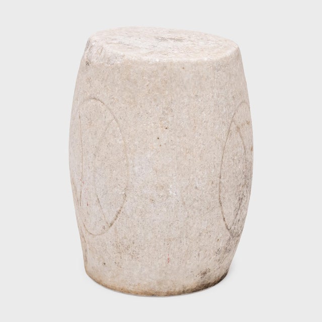 Chinese Antique Chinese Etched Marble Prosperity Drum, 19th Century For Sale - Image 3 of 6
