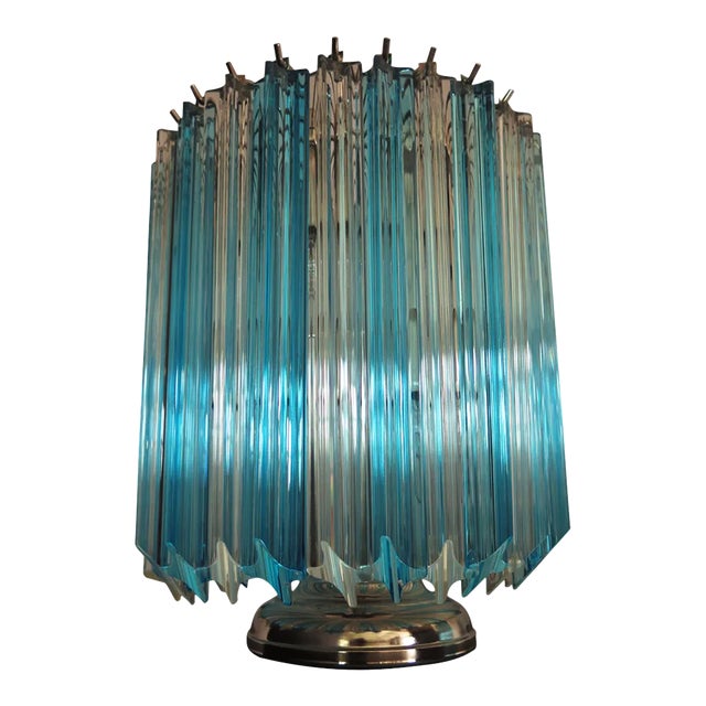 Vintage Italian Glass Quadriedri Table Lamps, 1981, Set of 2 For Sale