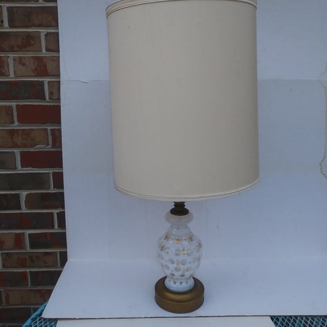 Mid-Century Modern 1950s Mid Century Modern Fenton Coin Dot Lamp With Stiffel Shade For Sale - Image 3 of 18