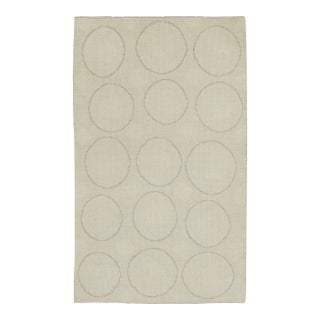 Early 21st Century Cream Geometric Design Handwoven Wool Turkish Oushak Rug 3' X 4'8" For Sale