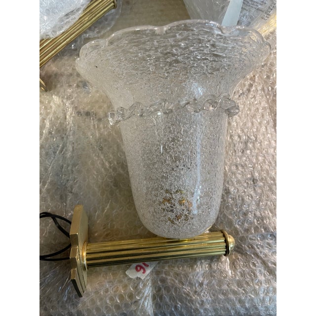 Venetian Murano Glass and Brass Sconces, 1960s, Set of 2 For Sale - Image 6 of 8