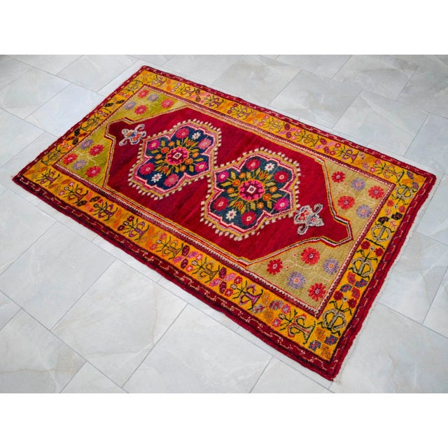 1970s Vintage Hand Knotted Colorful Turkish Rug For Sale - Image 4 of 11
