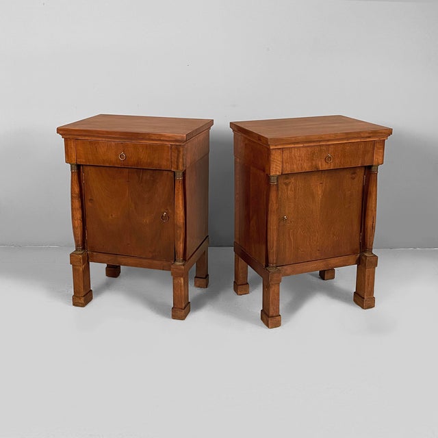 19th Century Empire Italian Bedside Tables in Wood, Set of 2 For Sale - Image 15 of 15