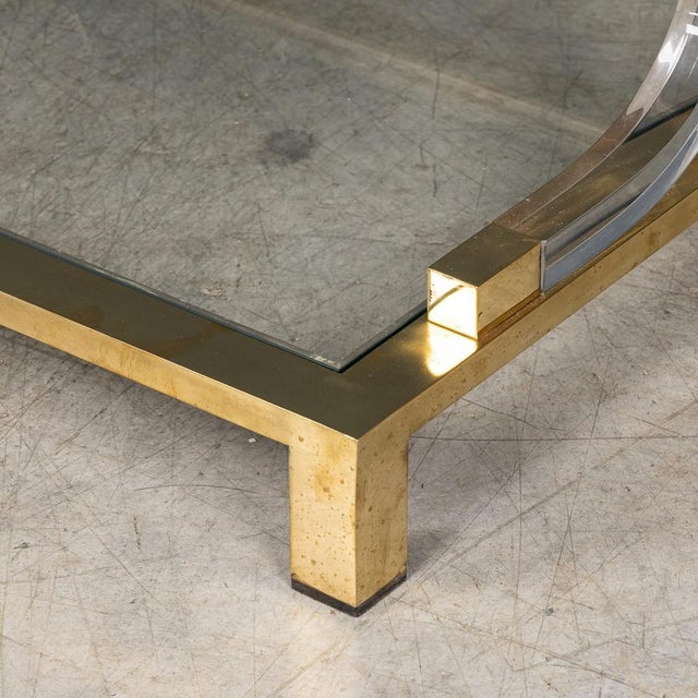 20th Century Hollywood Regency Italian Glass, Brass and Acrylic Glass Coffee Table, 1980 For Sale - Image 11 of 14