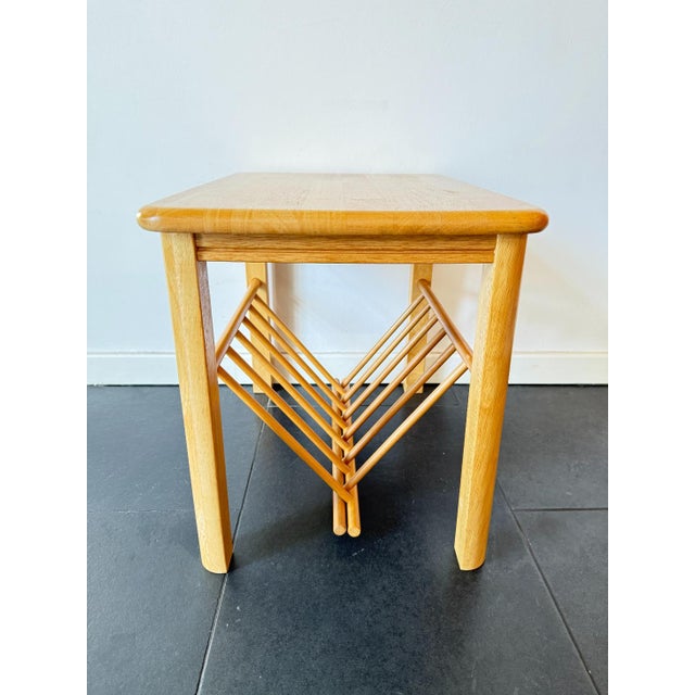 Mid-Century Modern Vintage Wooden Side Table with Magazine Rack, 1970s For Sale - Image 3 of 16