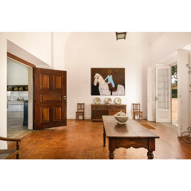 This large figurative oil painting is a reinterpretation of a painting by Otto Bache - King Christian X on horseback,...