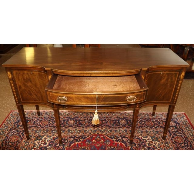 Kittinger 1990s Kittinger Regency Hepplewhite Style Mahogany Inlaid Server Buffet Sideboard For Sale - Image 4 of 11