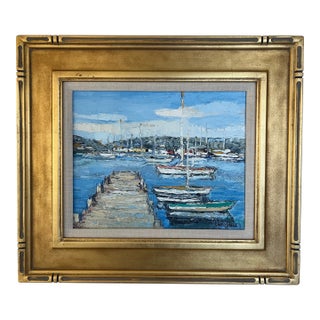Vintage French Impressionist Painting by Renee Theobald W/ Gilt Frame For Sale