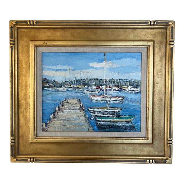 Vintage French Impressionist Painting by Renee Theobald W/ Gilt Frame For Sale