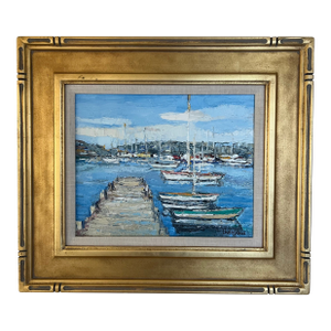 Vintage French Impressionist Painting by Renee Theobald W/ Gilt Frame