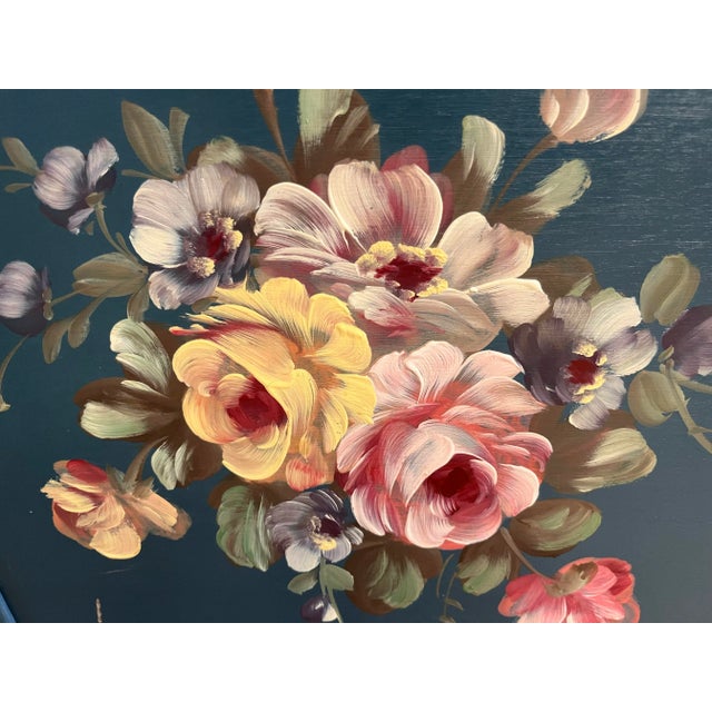 Antique Floral Painted Wood Magazine Rack For Sale - Image 4 of 8