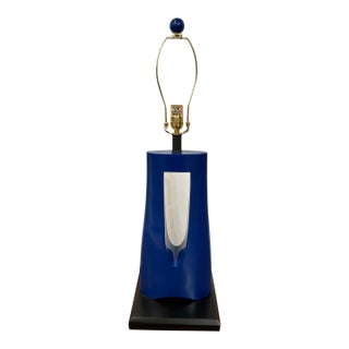Currey & Co Modern Sculptural Blue Lamp For Sale