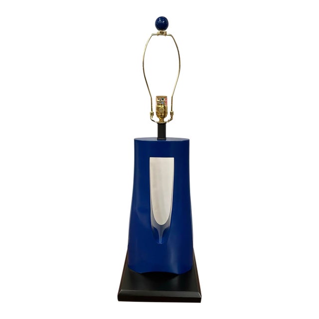 Currey & Co Modern Sculptural Blue Lamp For Sale