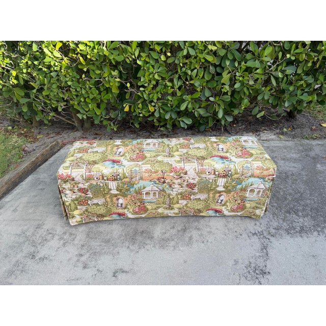 English Garden Skirted Parsons Upholstered Bench For Sale In Naples, FL - Image 6 of 12