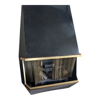 Mid 20th Century Fireplace With Logs and Flame For Sale