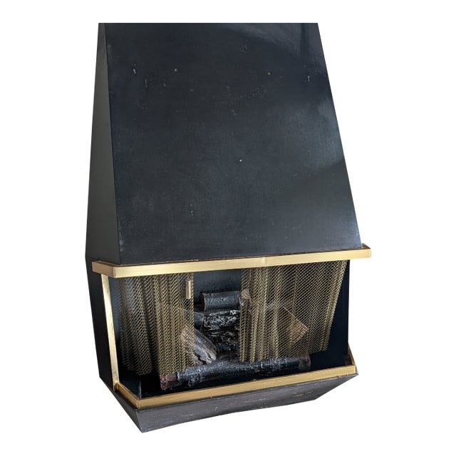 Mid 20th Century Fireplace With Logs and Flame For Sale