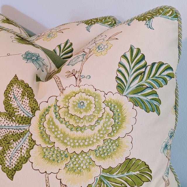 Not Yet Made - Made To Order Brunschwig & Fils Bellary Floral Pillows in Aqua/Taupe With Multi Cord For Sale - Image 5 of 7