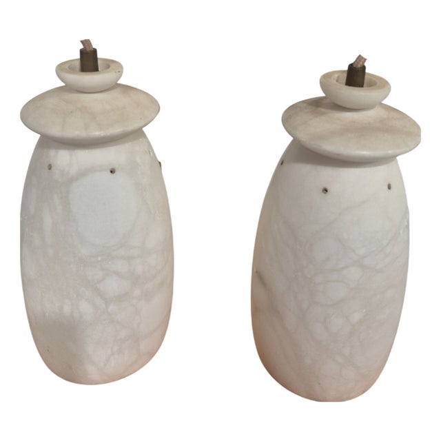 Vintage Alabaster Pendant Lamps, 1970s, Set of 2 For Sale