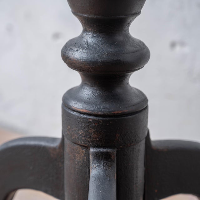 New England Queen Anne Cherry Candle Stand in Black, c.1760 For Sale - Image 13 of 16