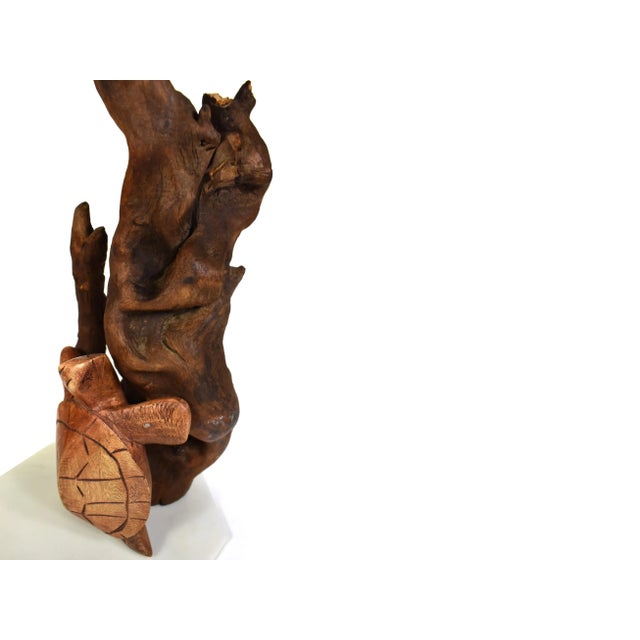 Vintage Organic Drift Wood With Turtle on Base For Sale - Image 6 of 9