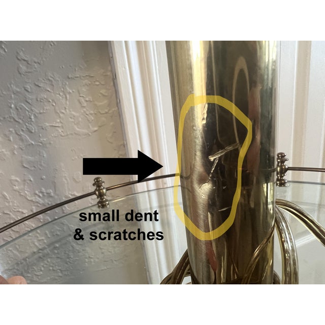 1970s Mid-Century Modern Rembrandt Brass Bouillotte Floor Lamp With Glass Table For Sale - Image 14 of 15