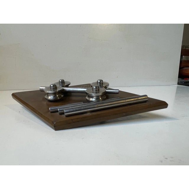 Bauhaus Machine Age Desk Sculpture in Bronze & Steel, 1930s For Sale - Image 3 of 5