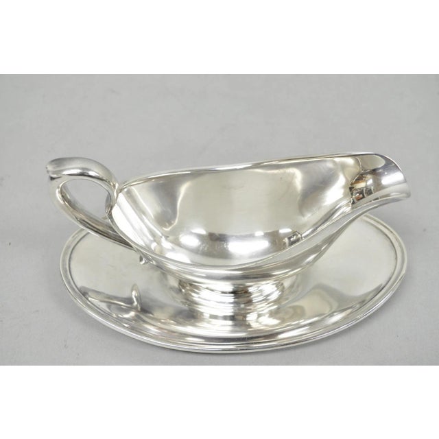 Vintage Gorham Y430 Victorian Silver Plated Gravy Sauce Boat W / Dish For Sale In Philadelphia - Image 6 of 10