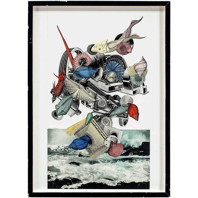 Elaine Lustig Cohen, Elaine Lustig Cohen "Sea Machine" - Surrealist Mixed Media Seascape SIGNED, 1998 For Sale