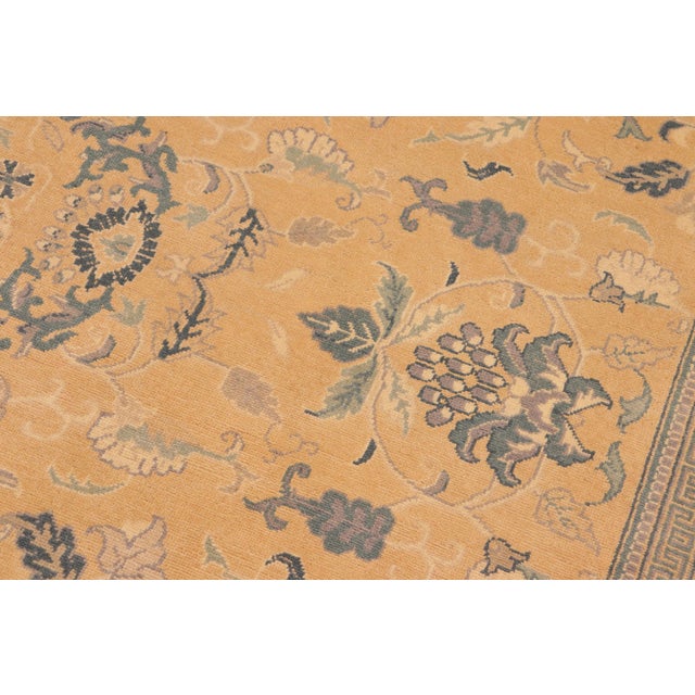 Textile Shabby Chic Orange/Beige Wool Rug - 8'2'' X 10'1'' For Sale - Image 7 of 10