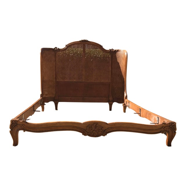 Antique French Provincial Cane & Carved Wood Full Size Bed Chairish