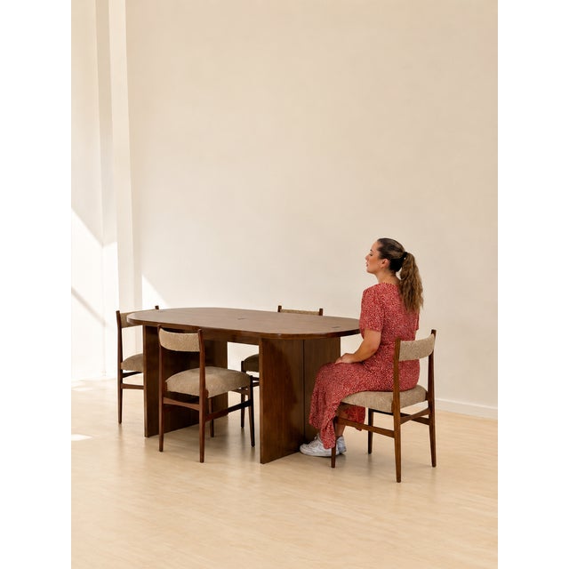 Vintage Oval Console Table in Walnut, 1980s For Sale - Image 3 of 5