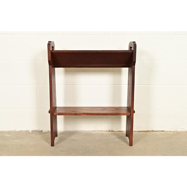 Limbert Style Antique Mission Oak Arts & Crafts Cutout Book Trough or Magazine Stand, Circa 1910 For Sale - Image 11 of 12