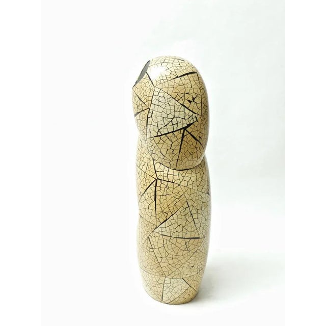 Large unusual curved, sculptural vase with inlaid bamboo, designed and manufactured by the design company Ria & Youri...